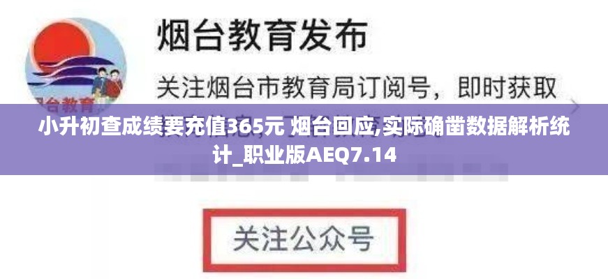 小升初查成绩要充值365元 烟台回应,实际确凿数据解析统计_职业版AEQ7.14