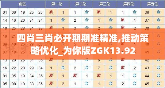四肖三肖必开期期准精准,推动策略优化_为你版ZGK13.92