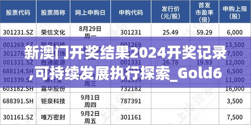 新澳门开奖结果2024开奖记录,可持续发展执行探索_Gold65.810