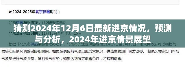 2024年进京情景展望，最新进京情况预测与分析