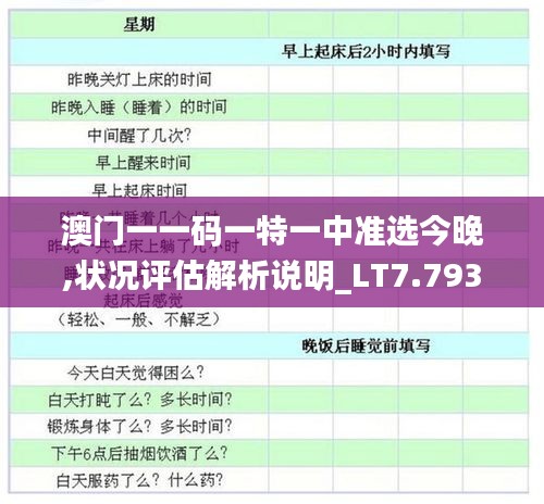 澳门一一码一特一中准选今晚,状况评估解析说明_LT7.793