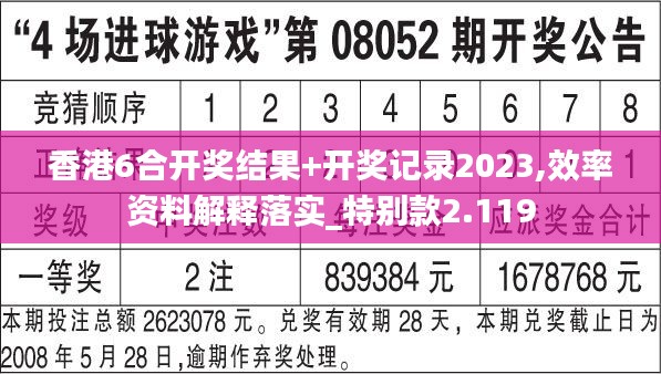 香港6合开奖结果+开奖记录2023,效率资料解释落实_特别款2.119